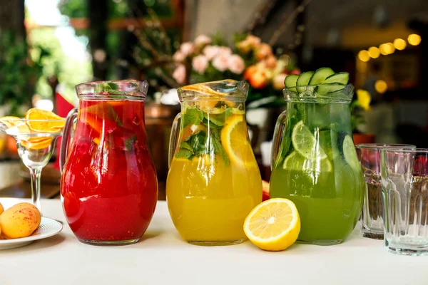 Limonades Met Citroen Frambozen Met Fruit — Stockfoto