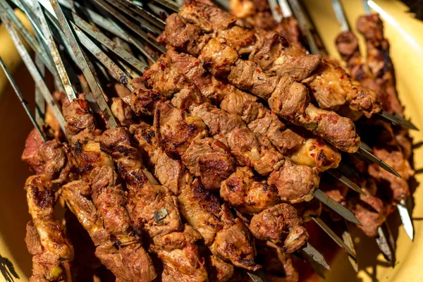 Kebab Russo Carne Cozida Fogo — Fotografia de Stock