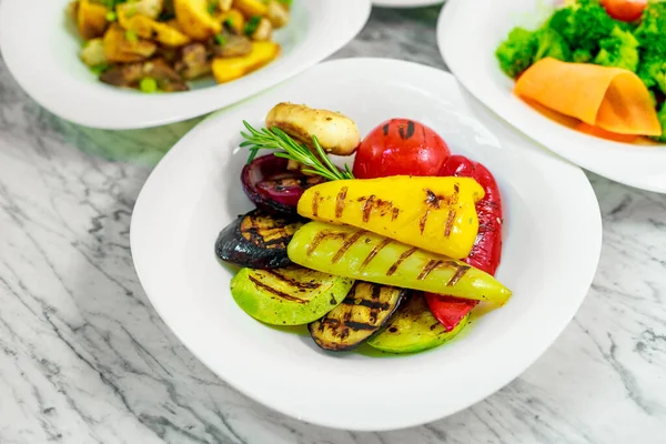 side dishes for the main course, grilled vegetables, beautiful serving