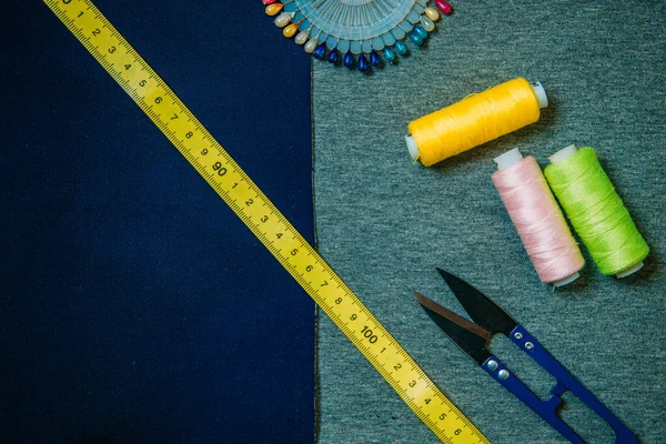 Set Tailoring Tools Accessories Table — Stock Photo, Image