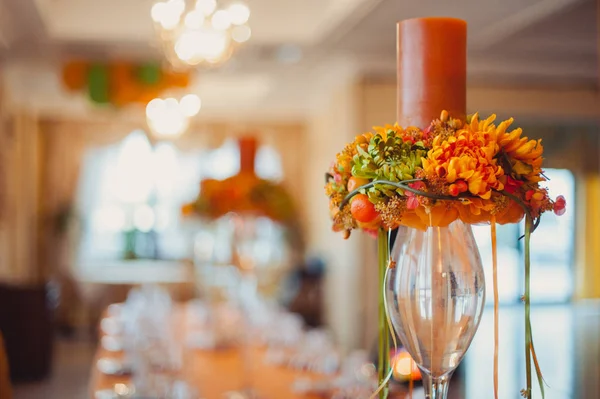 Dekorace stolů na svatbě — Stock fotografie