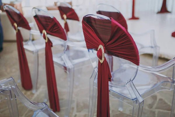 Decoration of chairs at the wedding — Stock Photo, Image