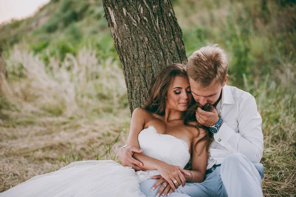 Güzel düğün çifti Vadisi'nde bir yolda