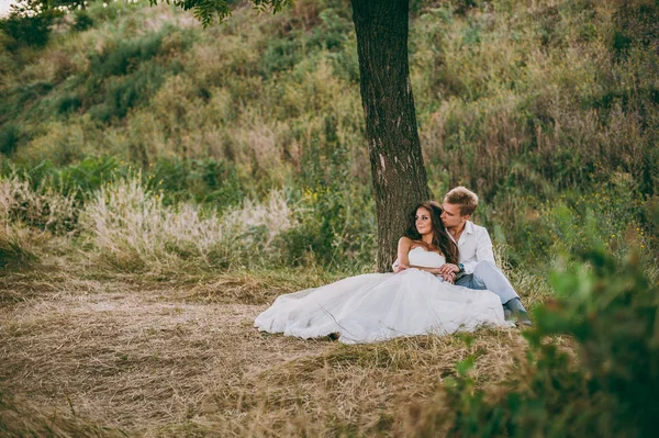 Güzel düğün çifti Vadisi'nde bir yolda