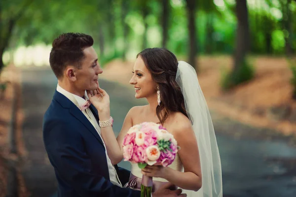 Casal de noiva e noivo bonita no casamento — Fotografia de Stock