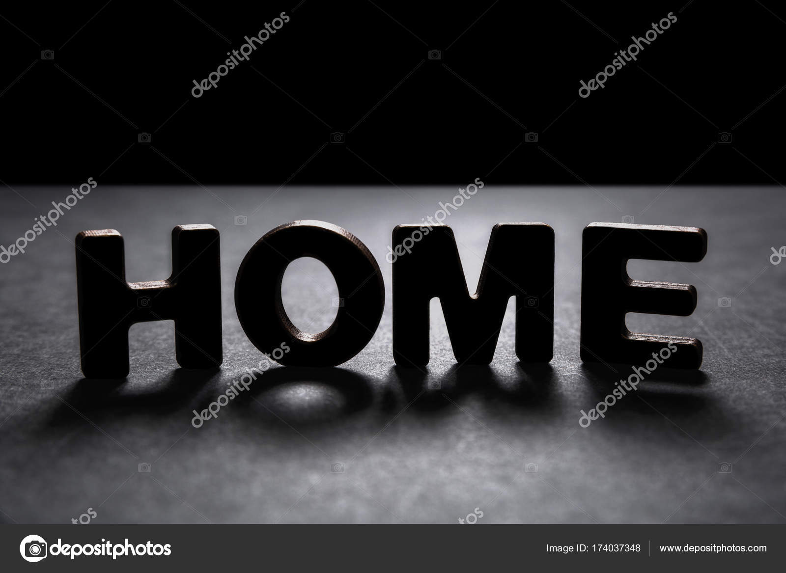 Word Home Of Wooden Letters On A Dark Texture With Black Word Home Of Wooden Letters On A Dark Texture With Black Background Backlight
