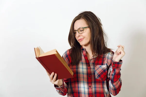 Beautiful European young brown-haired woman in glasses for sight — Stock Photo, Image
