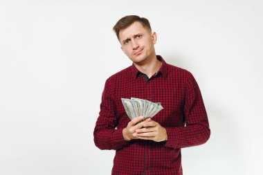 Rahatsız ağlayan beyaz genç iş ma yakışıklı üzücü şaşkın