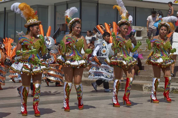 Morenada 的舞者表演在智利阿里卡 — 图库照片