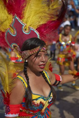 Tobas dansçı Arica karnavalında