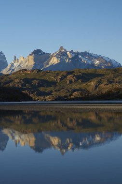 Mountain reflections in Torres del Paine clipart
