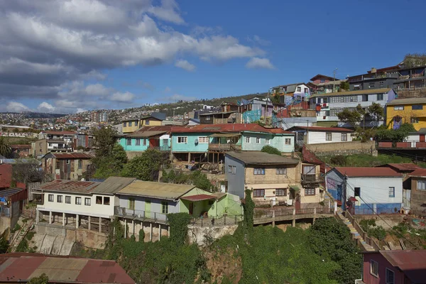 Valparaiso Chile Σεπτεμβριου 2015 Πολύχρωμα Σπίτια Στην Πόλη Valparaiso Της — Φωτογραφία Αρχείου