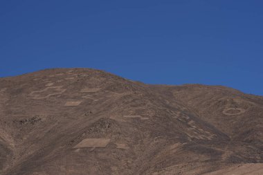 Büyük grup Cerro Pintados Tarapaca bölgesinin kuzey Şili Atacama Çölü'nde, yamaçlarda antik petroglifler. 