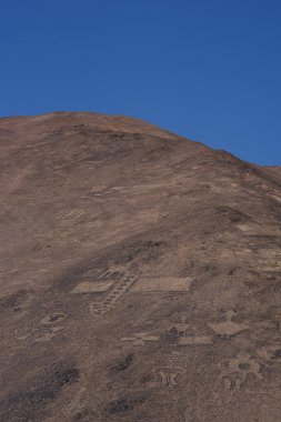 Petroglifler Cerro Pintados kuzey Şili Atacama Çölü'nde
