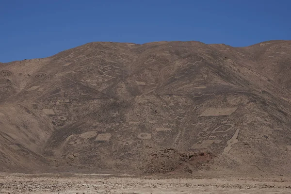 Velká Skupina Starých Petroglyphs Svahy Cerro Pintados Poušti Atacama Regionu — Stock fotografie