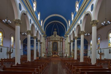 Iquique, Tarapaca bölge, Şili - 28 Ağustos 2017: İç Iquique kuzey Şili'nın Pasifik kıyısındaki eski çeyreğinde tarihi katedral.