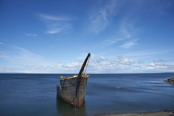 Rostande Vraket Fartyget Herren Lonsdale Kusten Magellans Sund Vid Punta — Stockfoto