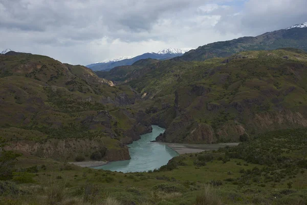 Confluencia Del Río Chacabuco Con Las Aguas Azules Glaciares Del — Foto de Stock