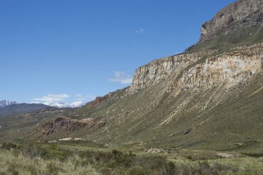 Engebeli kayalıklarla Valle Chacabuco Kuzey Patagonia, Şili'deki astar