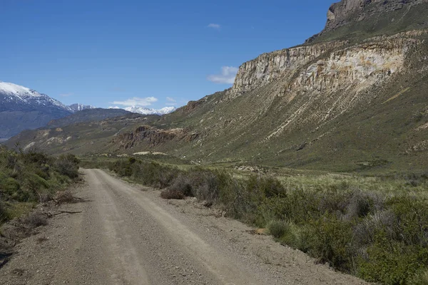 Χαλίκι Δρόμο Που Τρέχει Κατά Μήκος Valle Chacabuco Στο Βόρειο — Φωτογραφία Αρχείου