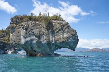 Mermer mağaralar Carretera Austral Kuzey Patagonia, Şili'deki boyunca Lago genel Carrera kıyı üzerinde.