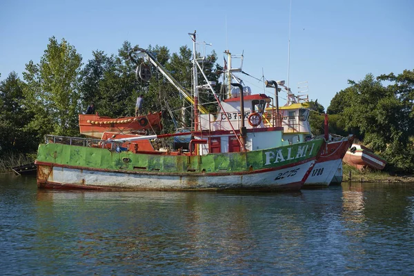 Valdivia Şili Ocak 2018 Valdivia Güney Şili Deki Sahildeki Demirleyen — Stok fotoğraf