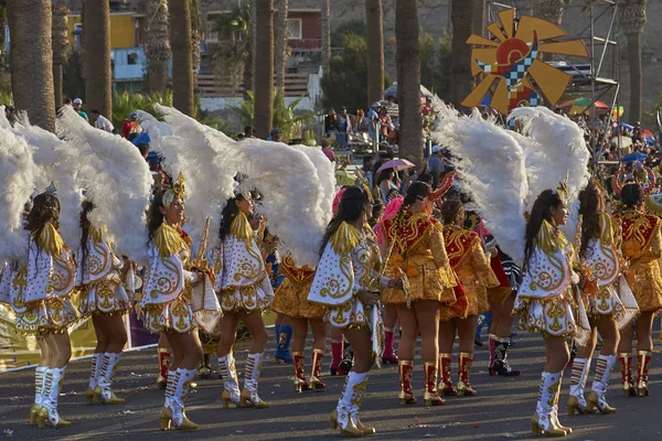 Arica Chile February 2017 Diablada Dance Group Ornate Costume Performing — Stock Photo, Image