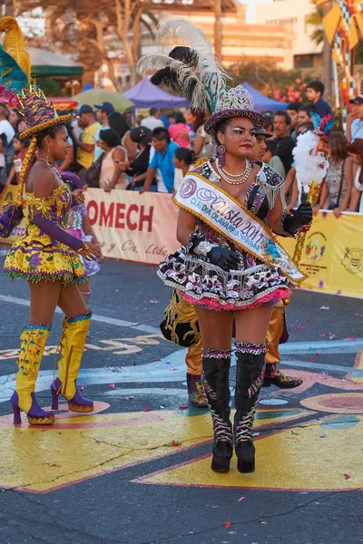 Arica Chile February 2017 Female Members Morenada Dance Group Ornate — Stock Photo, Image