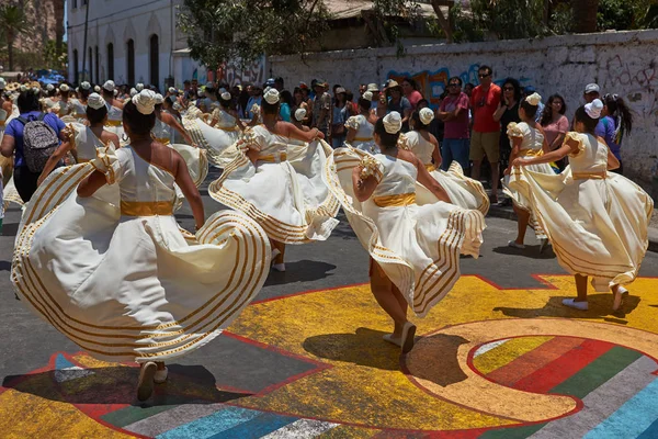 Arica Χιλή Φεβρουαρίου 2017 Ομάδα Χορευτών Της Αφρικής Καθόδου Afrodescendiente — Φωτογραφία Αρχείου