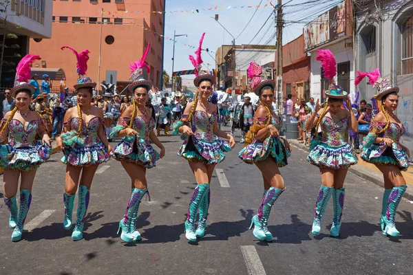 Arica Chile Lutego 2017 Morenada Grupy Tanecznej Podczas Parady Uliczne — Zdjęcie stockowe