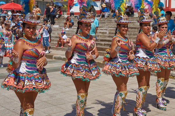 Arica Chile Lutego 2017 Morenada Grupy Tanecznej Podczas Parady Uliczne — Zdjęcie stockowe