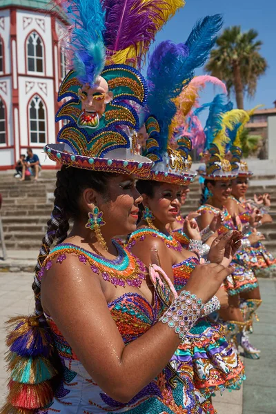 Arica Chili Februari 2017 Morenada Dansgroep Uitvoeren Tijdens Een Straatparade — Stockfoto