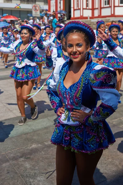 Arica Chile Februar 2017 Caporales Tänzer Kunstvollen Kostümen Beim Alljährlichen — Stockfoto