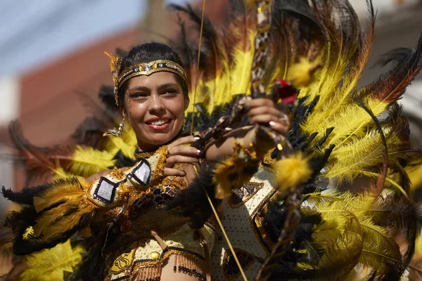 Arica Chile Fevereiro 2017 Dançarino Tobas Traje Ornamentado Apresentando Anual — Fotografia de Stock