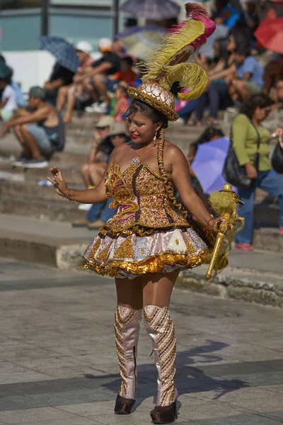 Arica Chile Lutego 2017 Morenada Tancerzy Podczas Parady Uliczne Rocznych — Zdjęcie stockowe