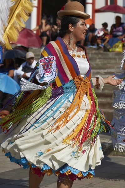 Arica Chile Fevereiro 2017 Dançarinos Morenadas Apresentando Durante Desfile Rua — Fotografia de Stock