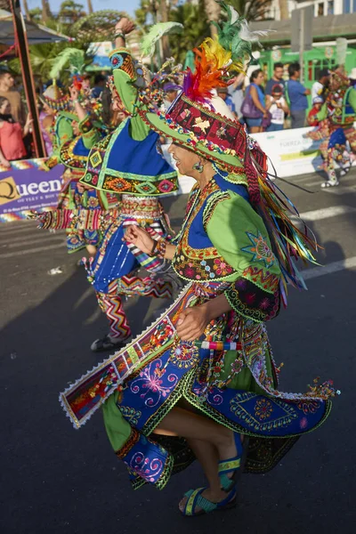 Arica Cile Febbraio 2017 Ballerini Tinkus Vestiti Con Costumi Ornati — Foto Stock