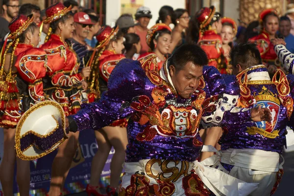 Arica Children February 2017 Caporales Dance Group Ornate Costume Acting — 图库照片