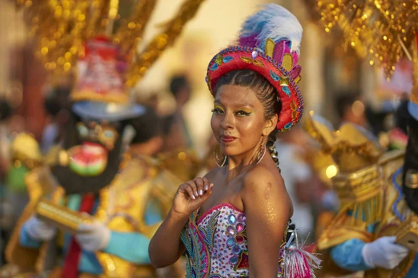 Arica Chile Februar 2017 Morenada Tänzerin Bei Einer Straßenparade Beim — Stockfoto