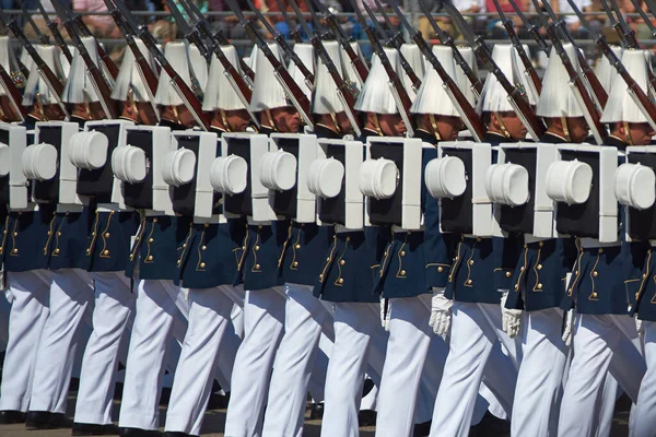 Santiago Chile Szeptember 2016 Chilei Hadsereg Tagjai Felvonulnak Éves Katonai — Stock Fotó
