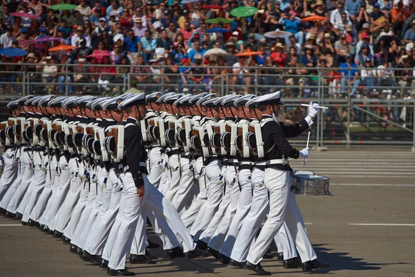 Santiago Chile Septiembre 2016 Miembros Armada Chile Marchan Durante Desfile — Foto de Stock