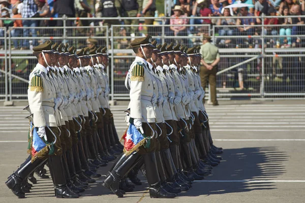 Santiago Chile September 2016 March Carabinero Annual Military Parade Fiestas — 스톡 사진