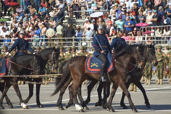 Santiago Chile Wrzesień 2016 Historyczna Jednostka Armii Chilijskiej Podczas Dorocznej — Zdjęcie stockowe