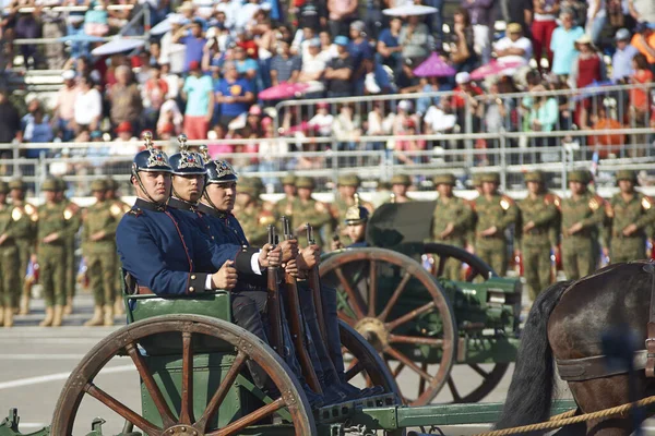 Santiago Chile Wrzesień 2016 Historyczna Jednostka Armii Chilijskiej Podczas Dorocznej — Zdjęcie stockowe