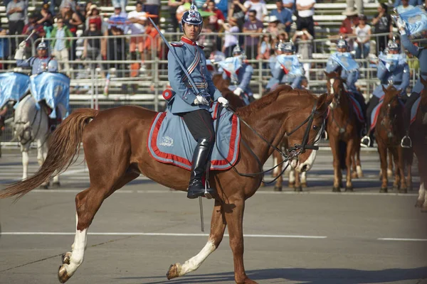 Santiago Chile September 2016 Mounted Member Chilean Army Annual Military — Stock Photo, Image