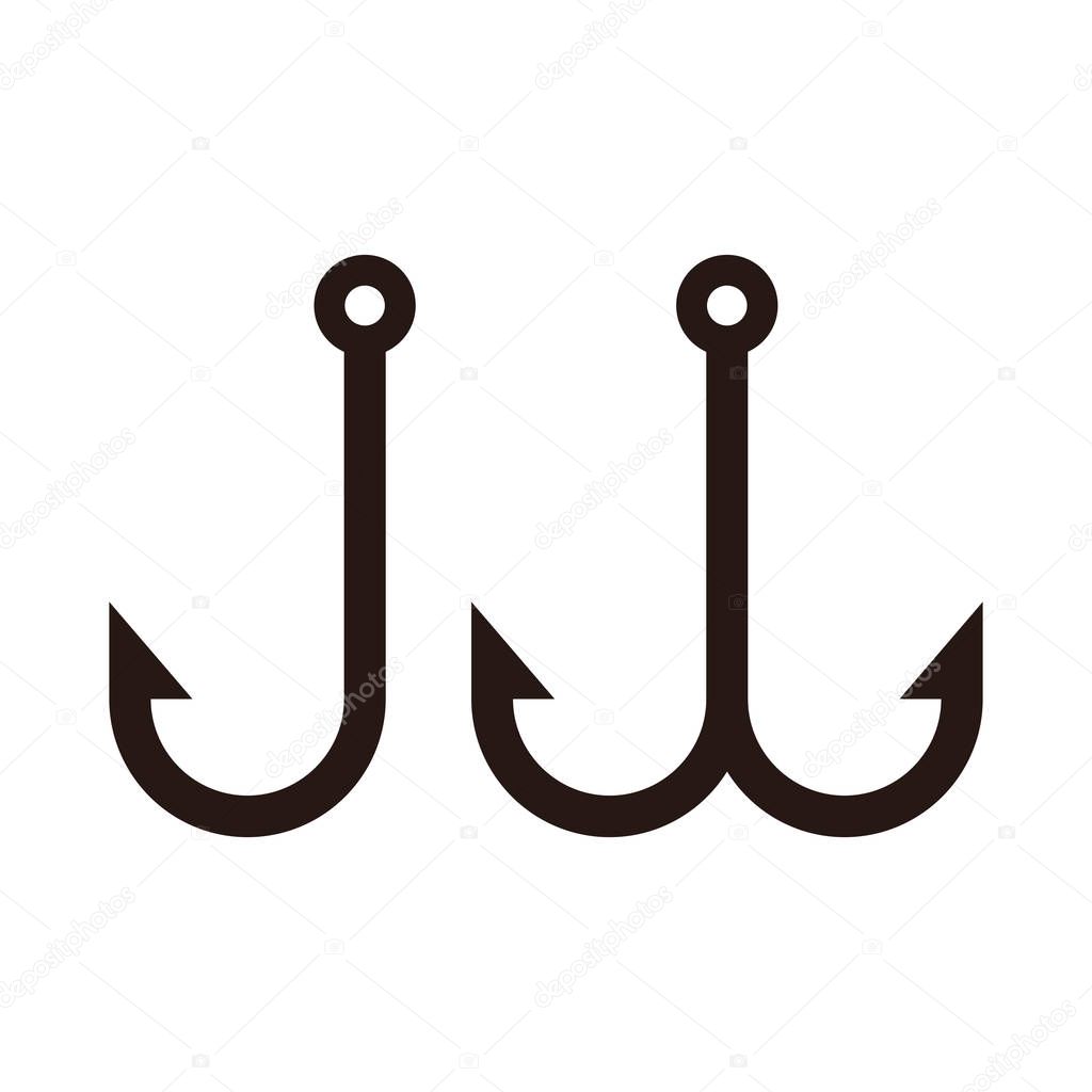 Fishing hook set isolated on white background