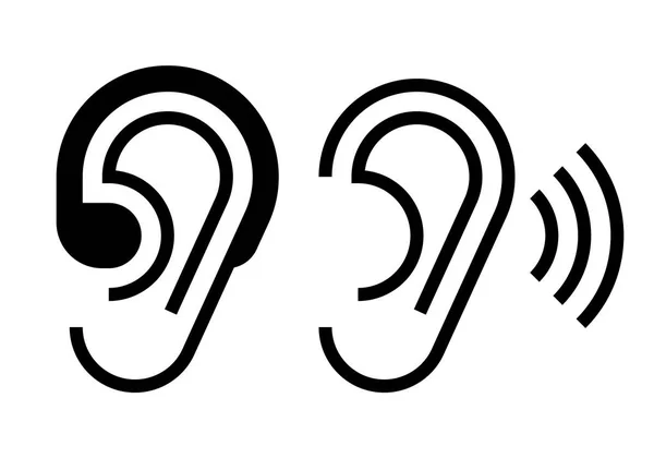 Gehoorapparaat en oor pictogram — Stockvector