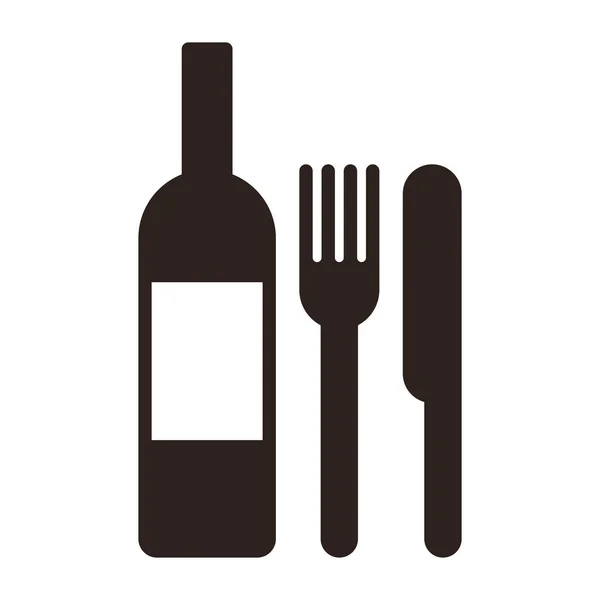 Bottle, knife and fork — Stock Vector