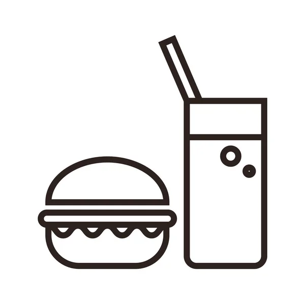 Fast food. Hamburger e bere icona — Vettoriale Stock