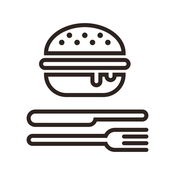 Hamburger, çatal ve bıçak — Stok Vektör